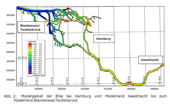 Figure 1 : Bathymetry of the modeled area