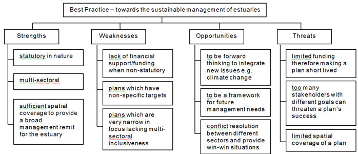 Figure 5  Common strengths, weaknesses, opportunities and threats identified within the management plans of the four TIDE estuaries